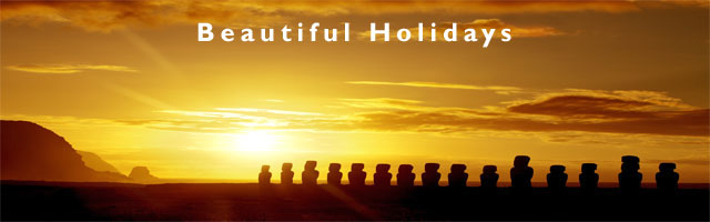 picture of easter island statues at sunset