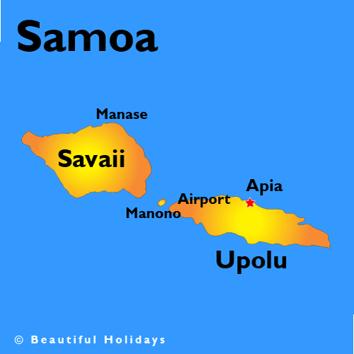 samoa map showing beach pictures and sites